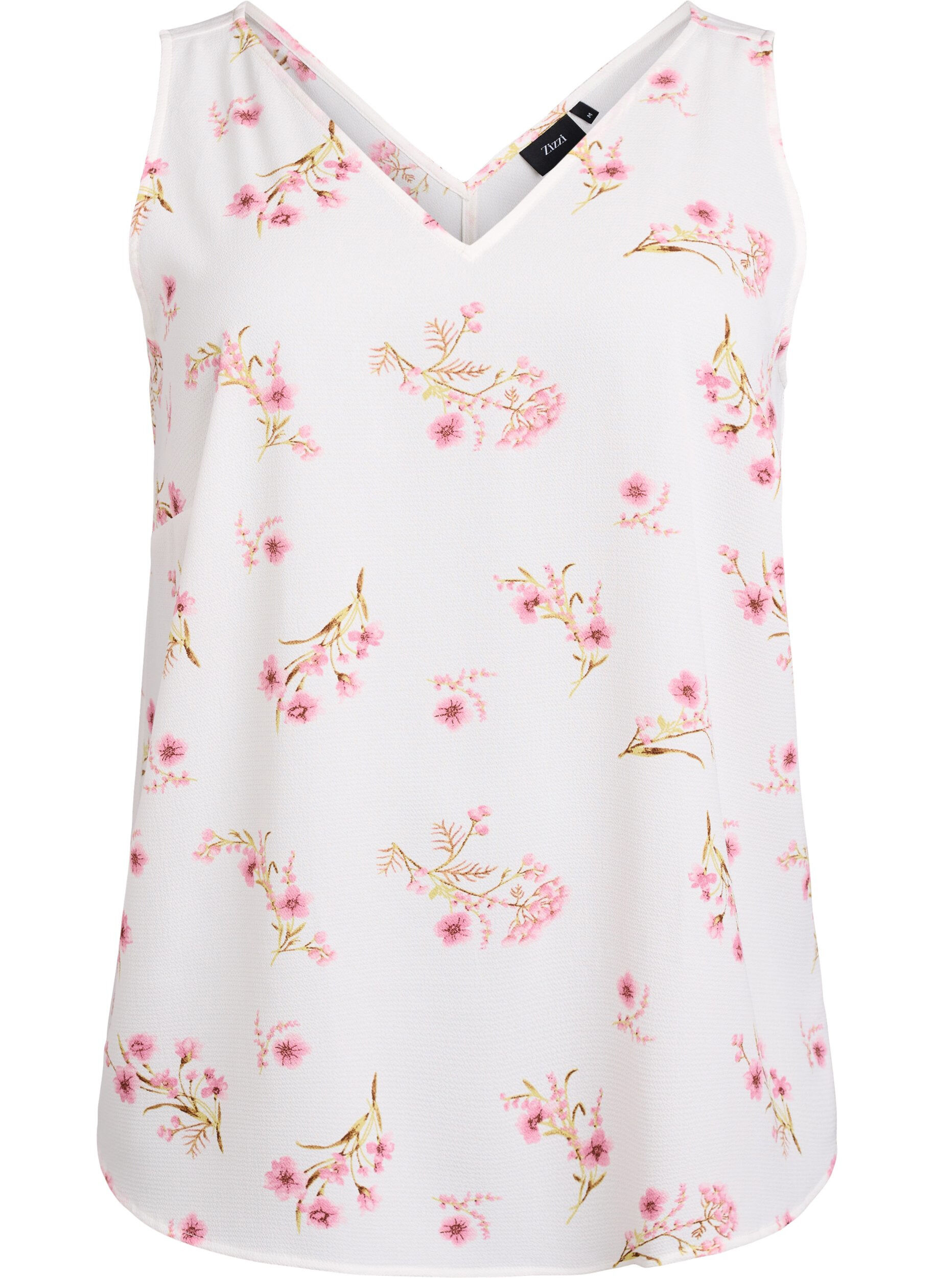 Zizzifashion Printed top with v-neck, White, Packshot image number 0