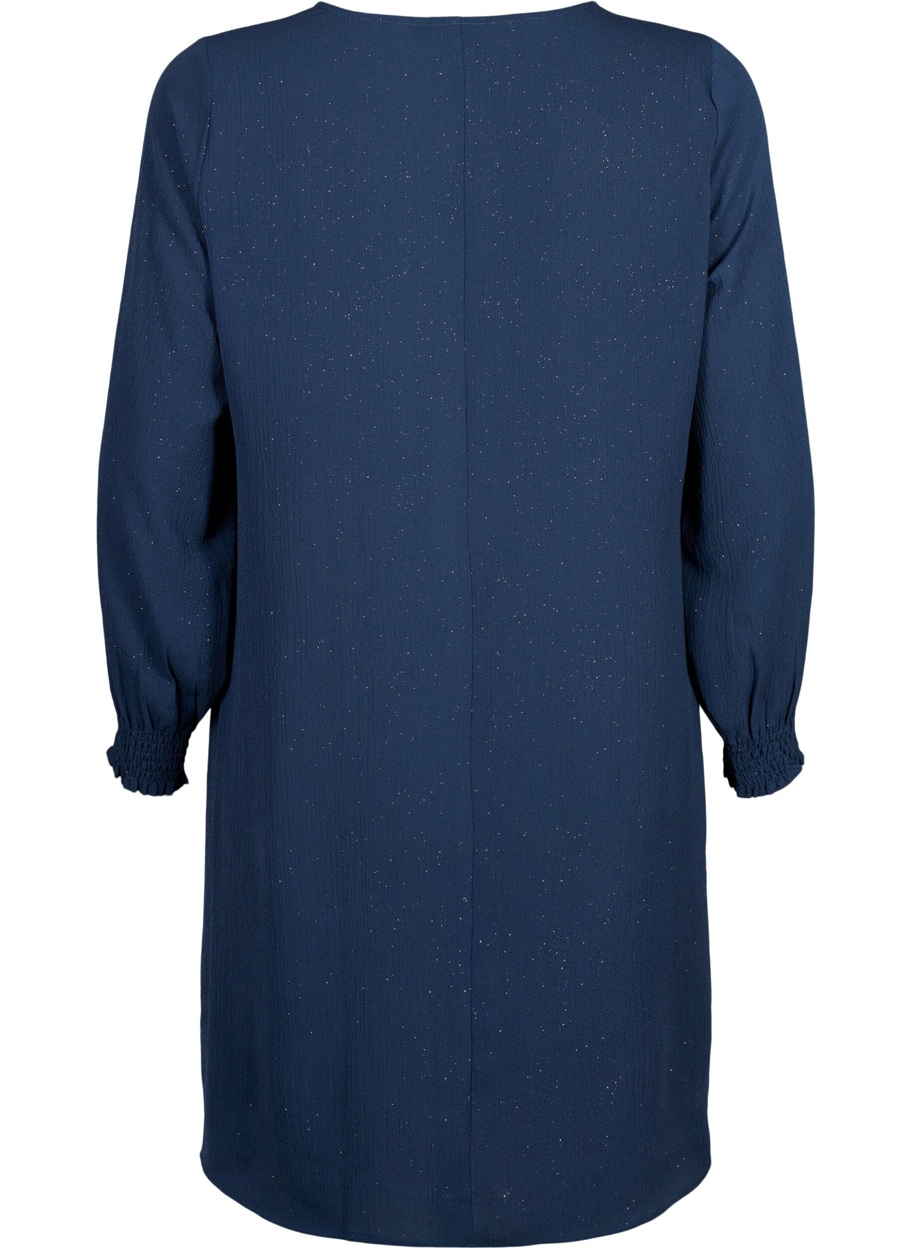 Zizzifashion FLASH - Long sleeve dress with glitter, Navy w. Gold , Packshot image number 1
