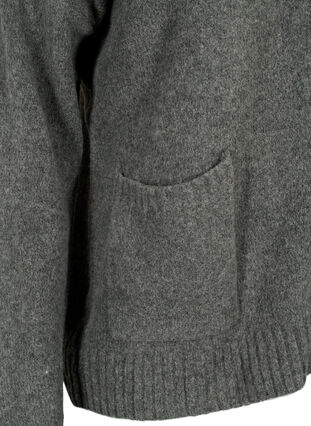 Knitted cardigan with zipper and pockets, Dark Grey Melange, Packshot image number 3