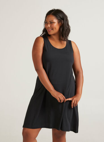 Dress in A-line shape, Black Solid, Model image number 0
