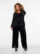 Mesh blouse with floral pattern and open front, Black, Model image number 1