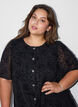 Short dress with rose print and buttons, Black, Model image number 3
