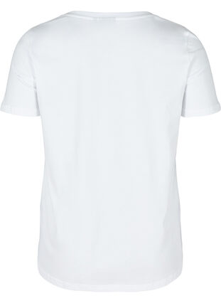 Short-sleeved cotton t-shirt with print, Bright White CALM, Packshot image number 1