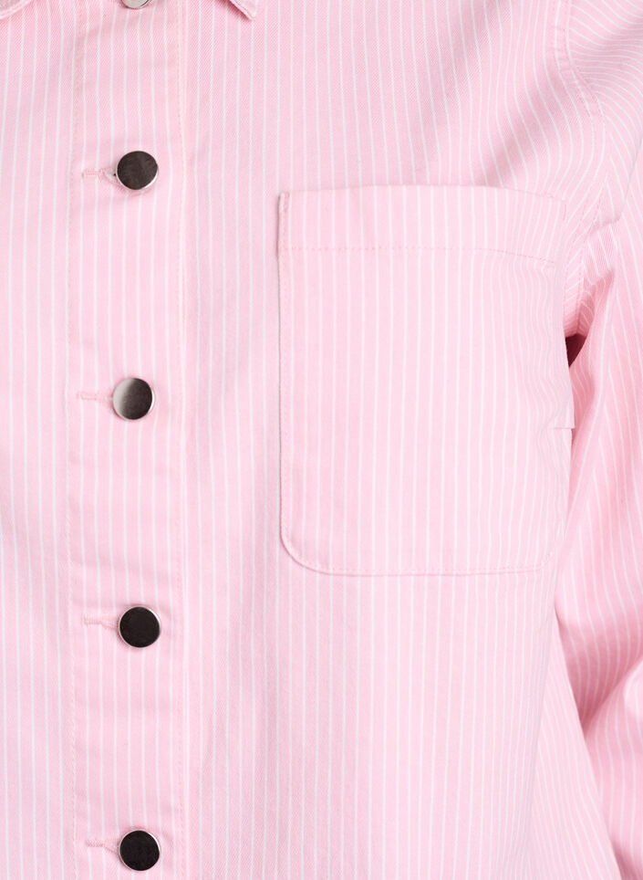 Coloured denim shacket with stripes, Rose, Packshot image number 2