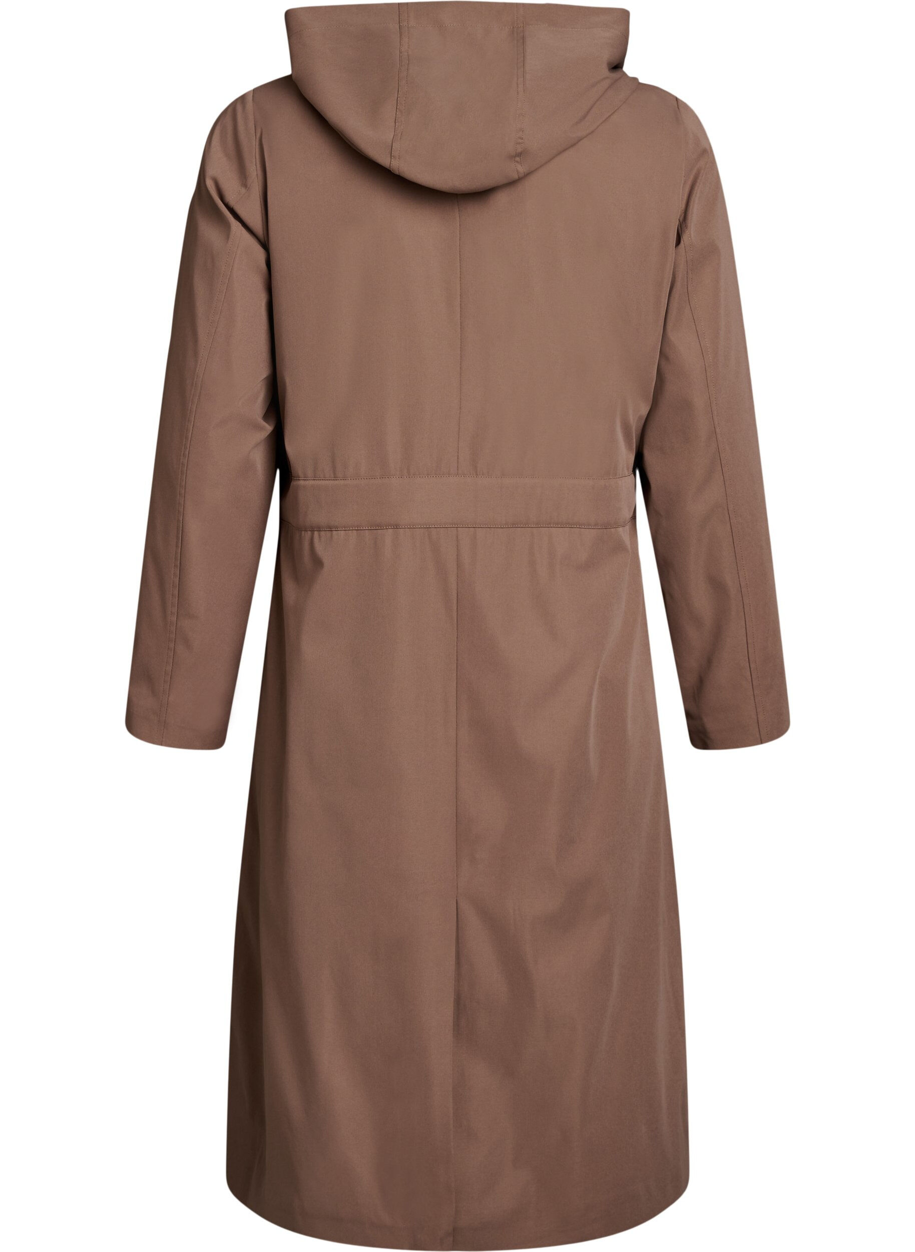 Zizzifashion Trench coat with hood and tie belt, Brown, Packshot image number 1