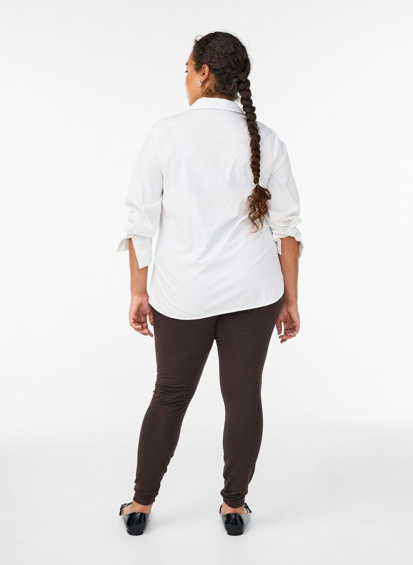 Cotton leggings with lining, Brown, Model image number 2