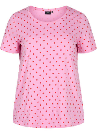 Polka dotted cotton t-shirt, Prism Pink W. Dot, Packshot image number 0