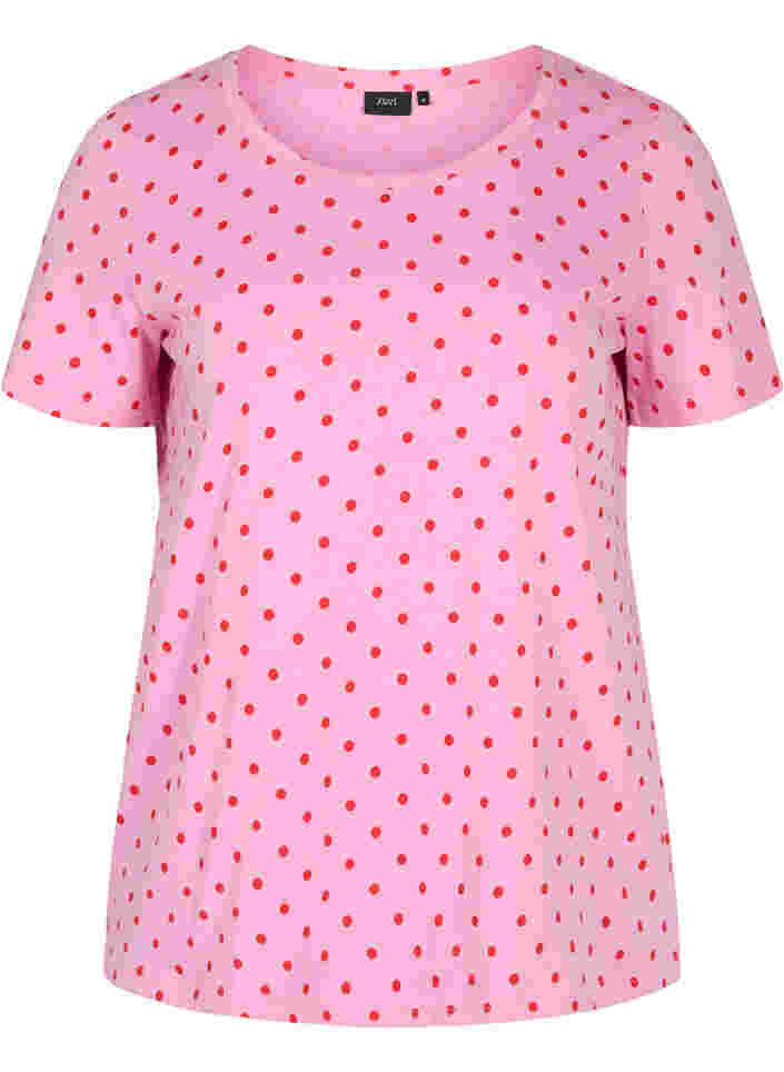 Polka dotted cotton t-shirt, Prism Pink W. Dot, Packshot image number 0