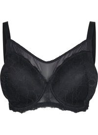 Lace cup bra with mesh