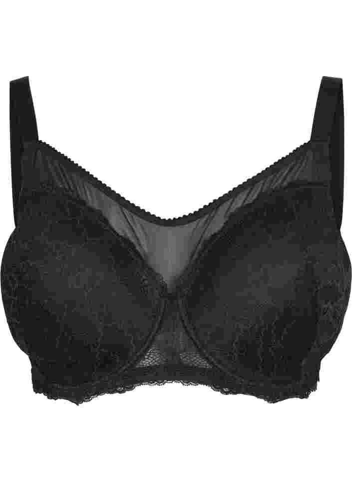 Alma lace bra with mesh, Black, Packshot image number 0
