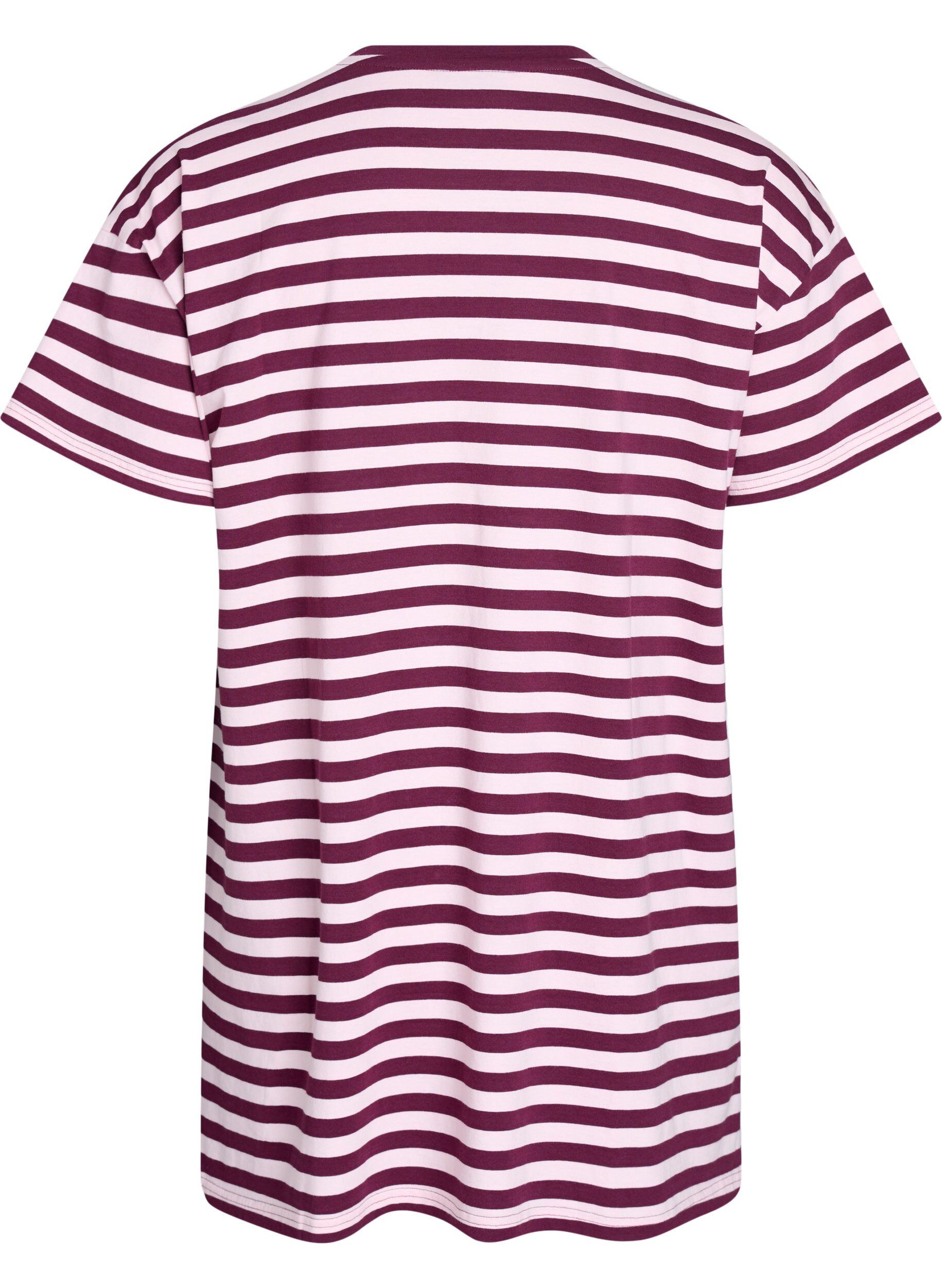 Zizzifashion Long night t-shirt in organic cotton with stripes, Red, Packshot image number 1