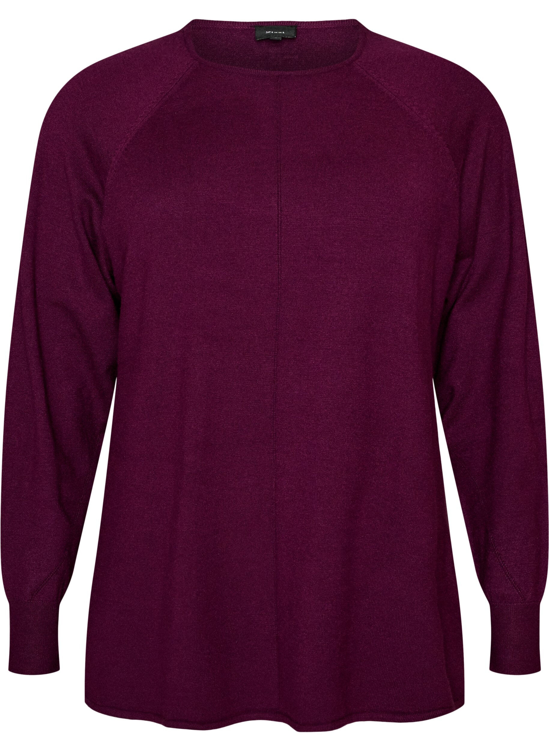 ZizzifashionKnitted blouse with round neck and knitted pattern, Red, Packshot image number 0