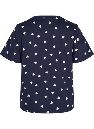 Short sleeved pyjama t-shirt in cotton, Navy Blazer AOP, Packshot image number 1