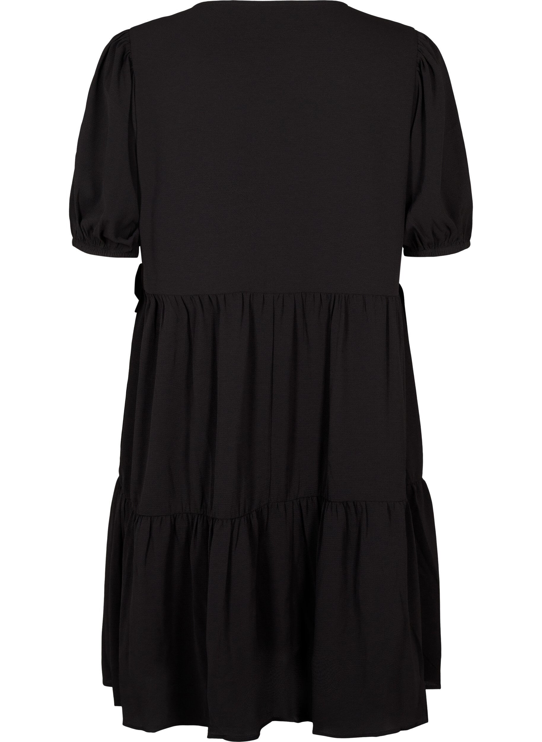 Zizzifashion Wrap dress with short sleeves, Black, Packshot image number 1