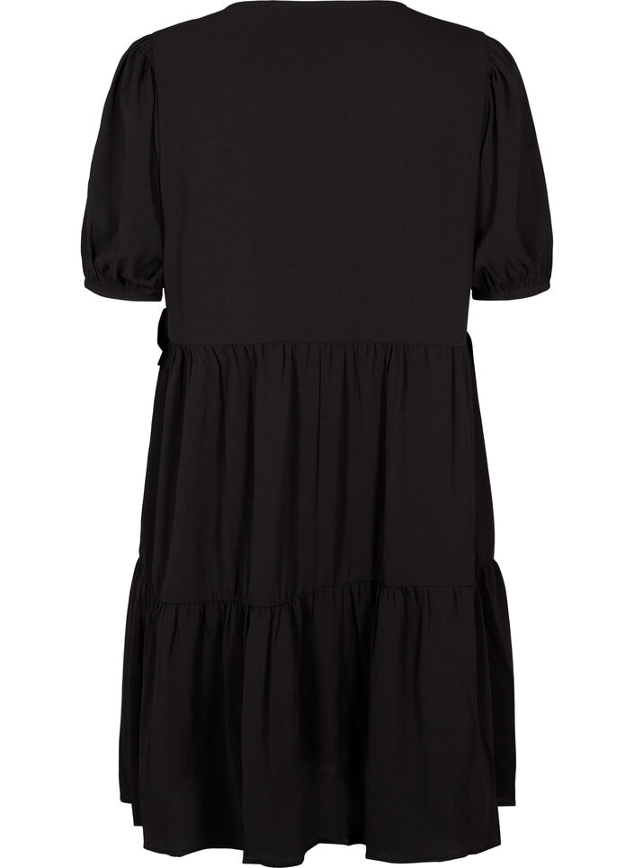 Wrap dress with short sleeves, Black, Packshot image number 1