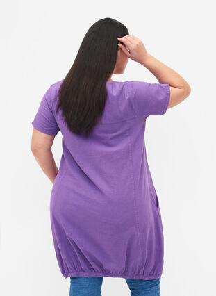 Short sleeve cotton dress, Deep Lavender, Model image number 1