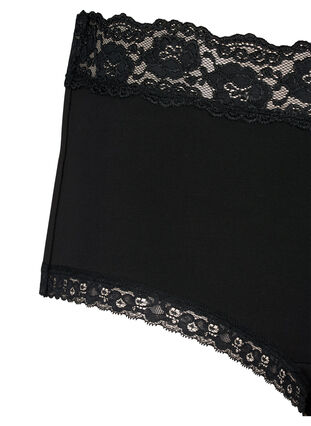 2-pack hipsters with lace trim and high waist, Black, Packshot image number 3