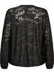 Sheer blouse with floral texture and long sleeves, Black, Packshot image number 1
