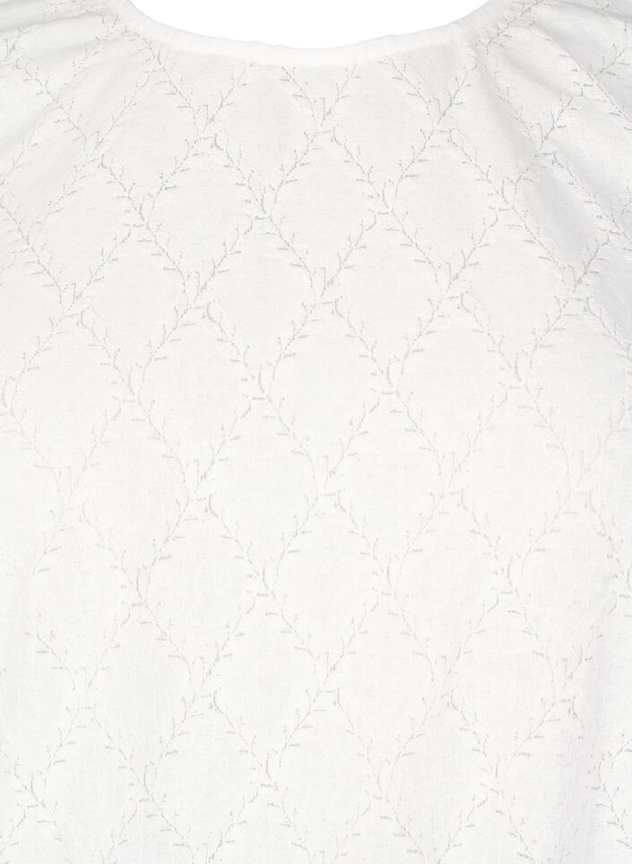 Short-sleeved blouse with textured pattern, Bright White, Packshot image number 2