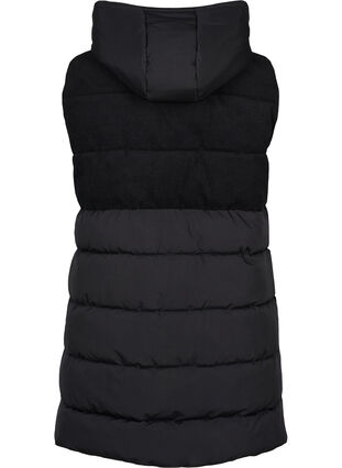 Long vest with hood and zip, Black, Packshot image number 1