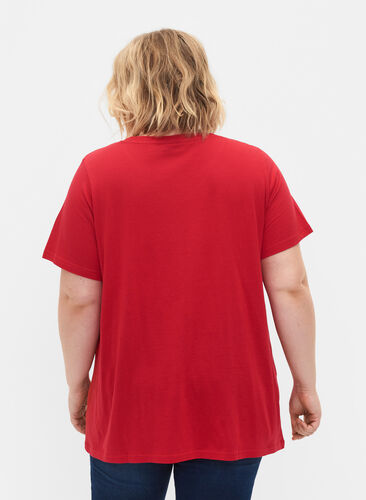 Short sleeve t-shirt with a-shape, Lipstick Red, Model image number 1