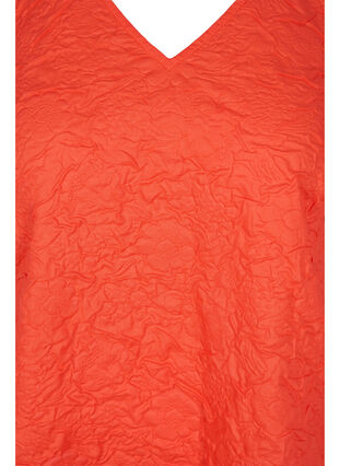 Textured dress with short puff sleeves, Mandarin Red, Packshot image number 2