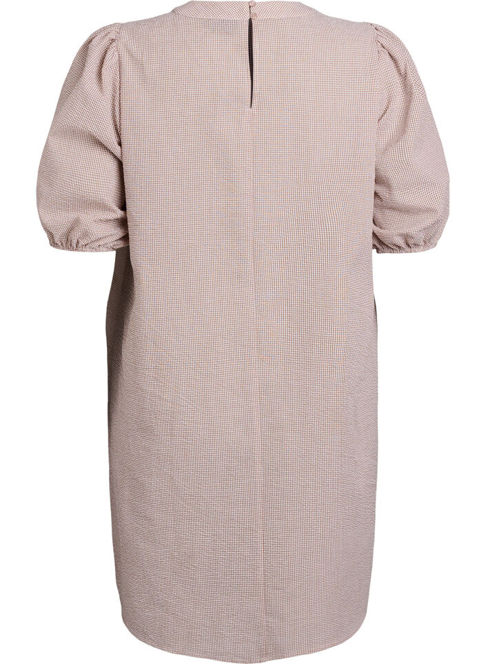 Tunic with A-line shape and short balloon sleeves, Beige, Packshot image number 1