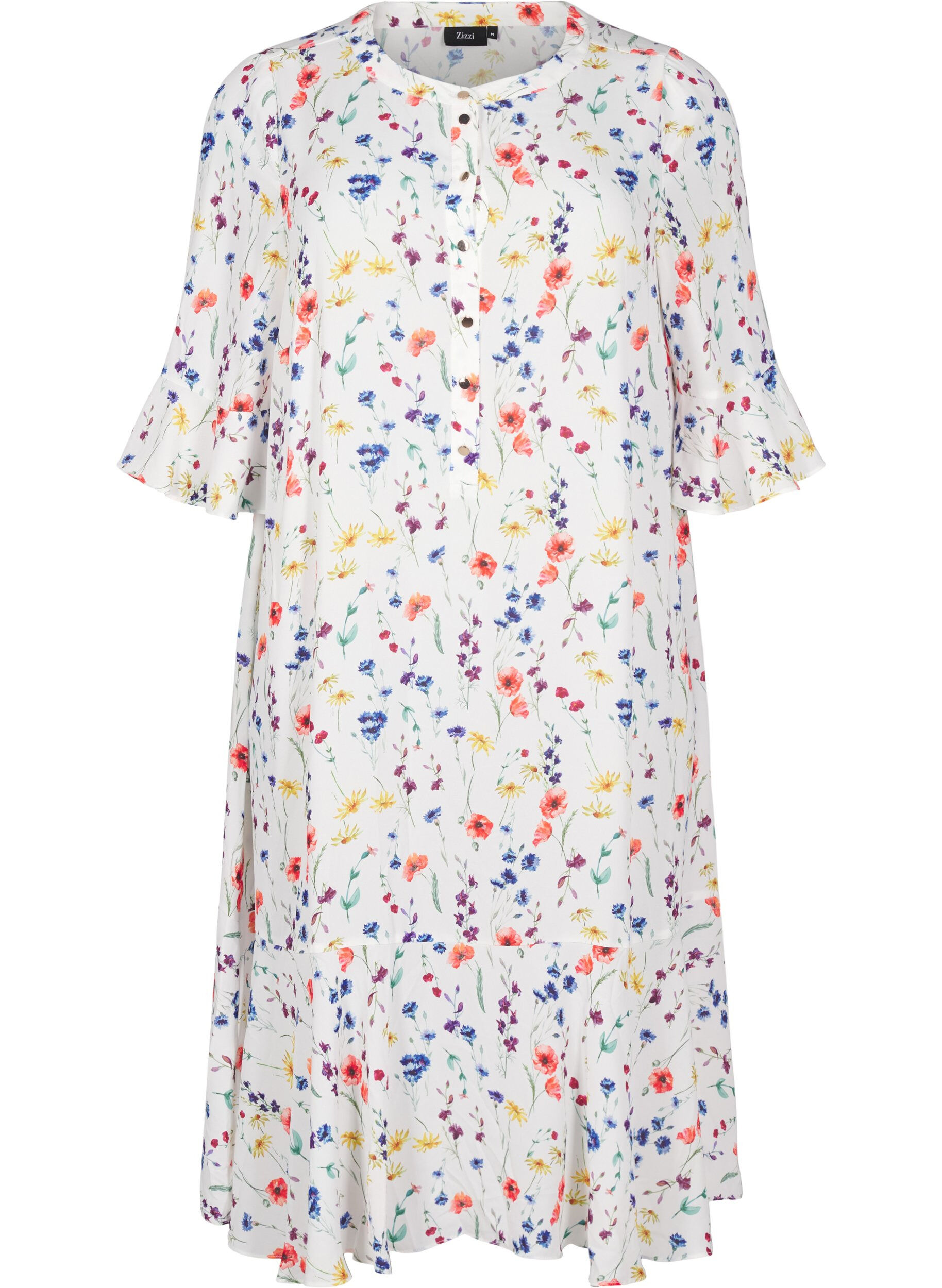 Floral midi dress with 3/4 sleeves