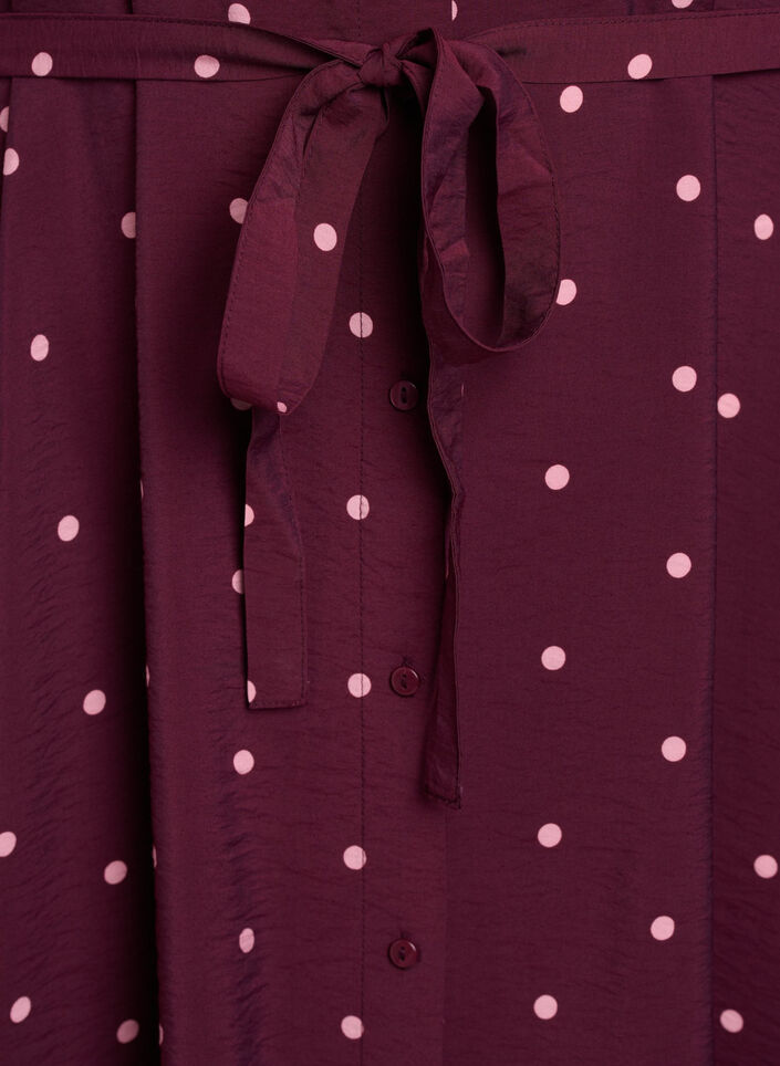 Midi shirt dress with polka dots, Red, Packshot image number 3
