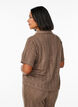 Short-sleeved shirt with openwork pattern, Brown, Model image number 2