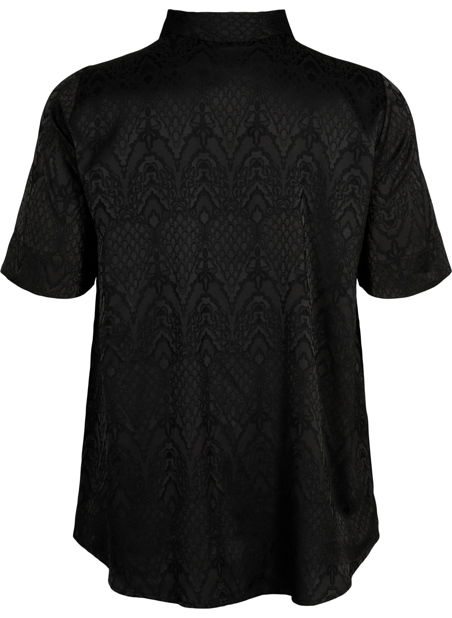 Zizzifashion Long shirt with textured pattern, Black, Packshot image number 1