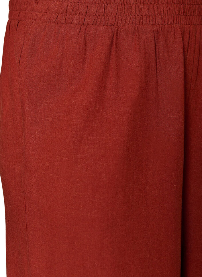 Wide-leg linen and viscose trousers, Red, Packshot