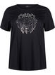 Cotton T-shirt with print, Black w. Silverlion, Packshot image number 0