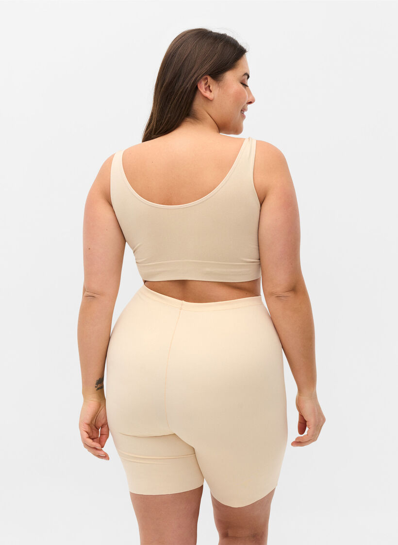 Light shapewear shorts with high-rise waist, Beige, Model image number 1