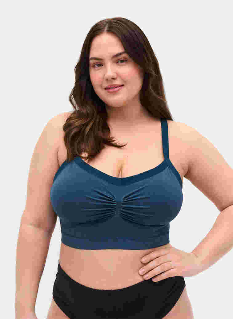 Soft bra with lace back, Blue Wing Teal, Model
