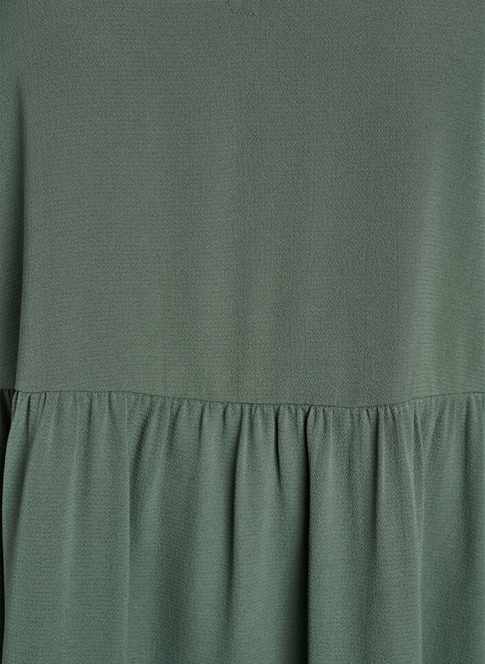 Short sleeve dress with a-line and cutlines, Green, Packshot image number 2