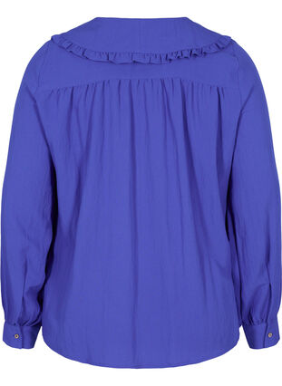 Viscose shirt with wide collar, Dazzling Blue, Packshot image number 1