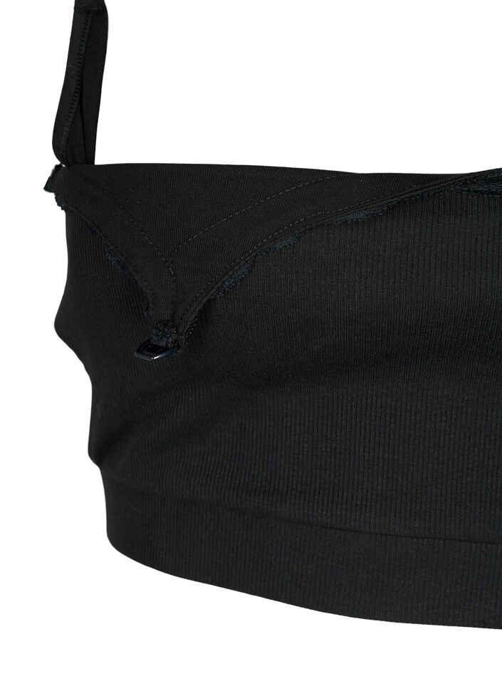 Nursing bra in rib quality, Black, Packshot image number 3