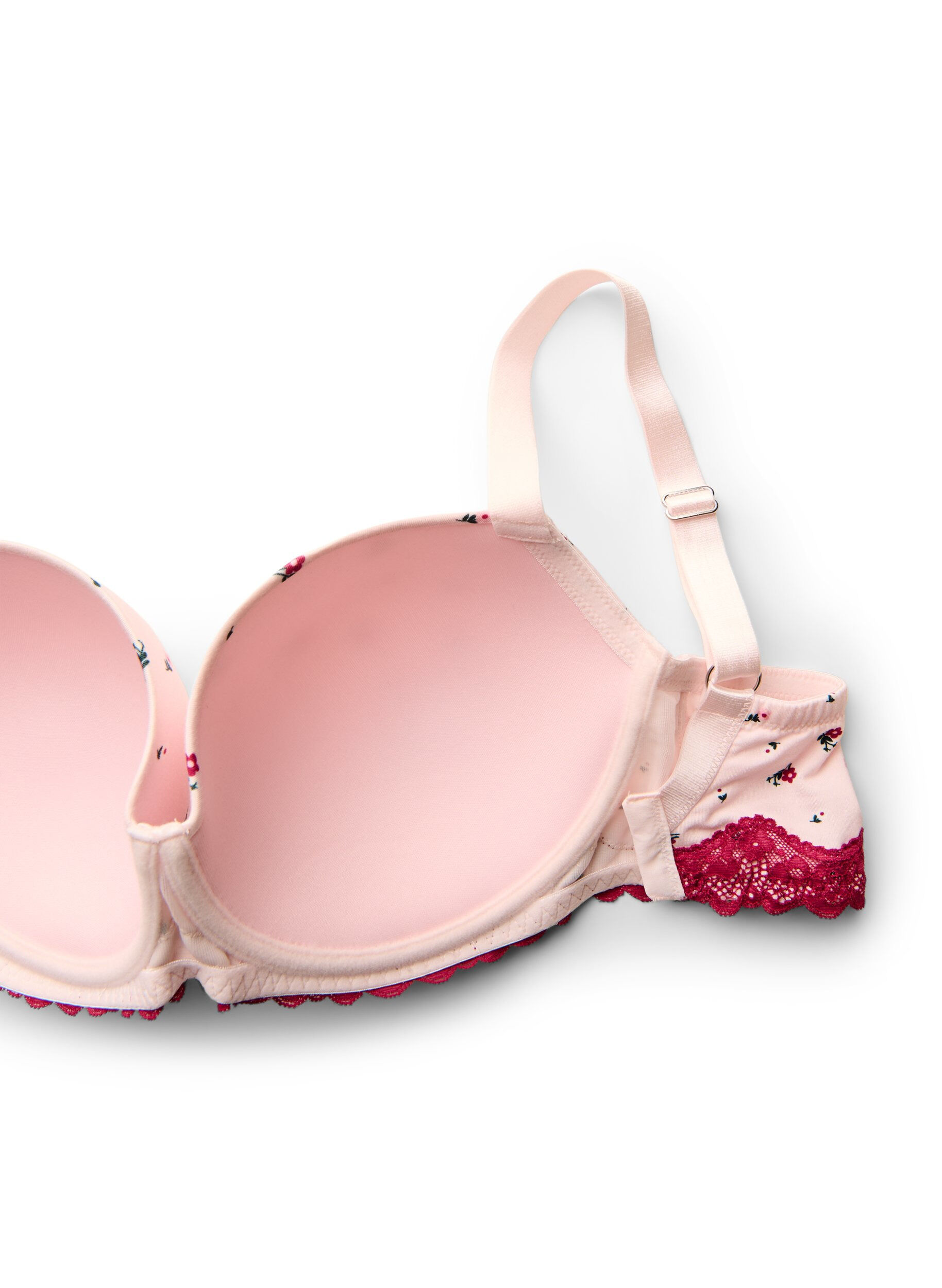 ZizzifashionMoulded bra with floral print and lace, Rose, Packshot image number 3