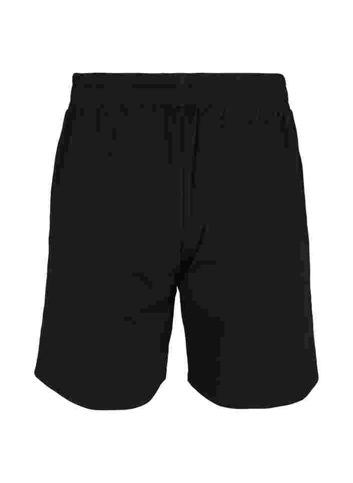 Loose shorts with text print, Black, Packshot image number 1