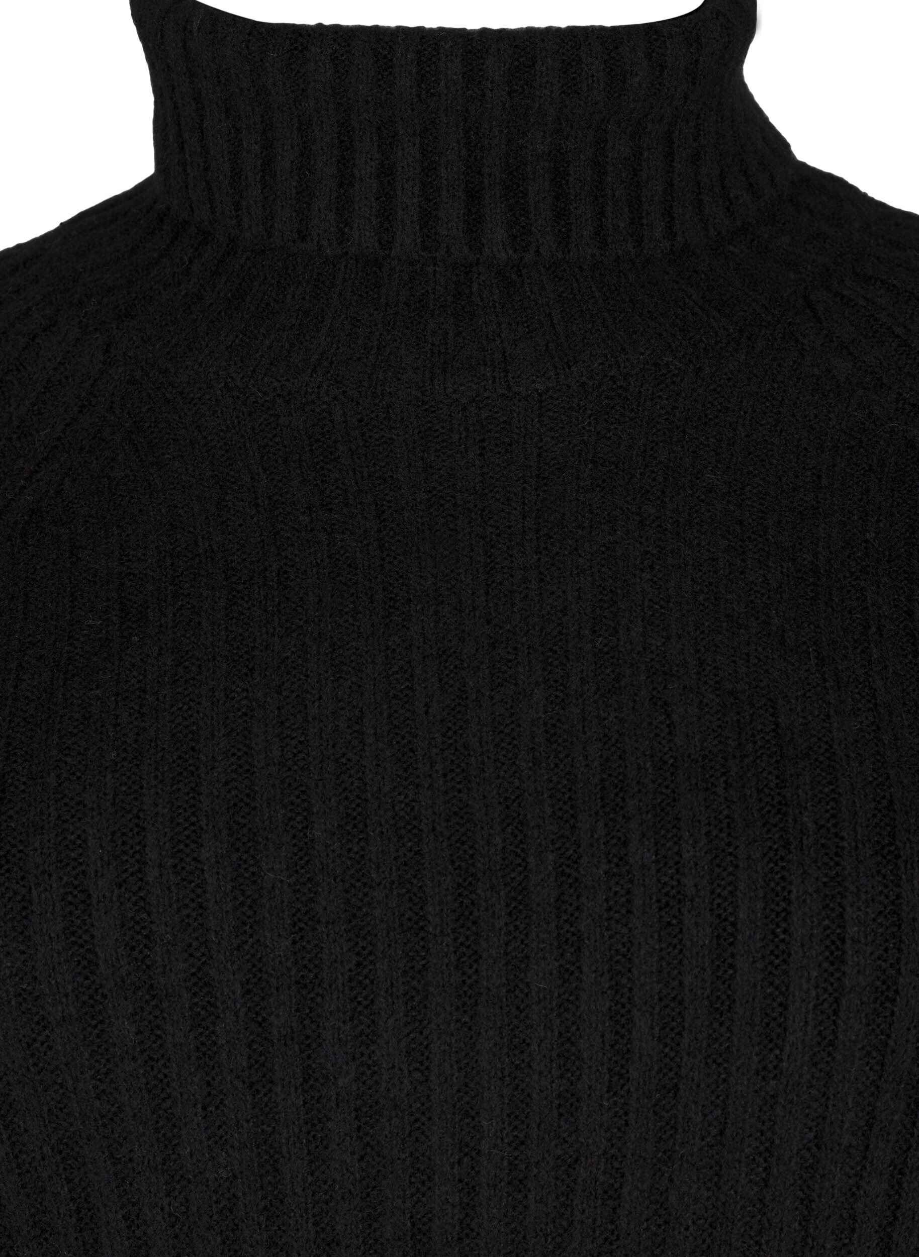 Zizzifashion Long knit dress with turtleneck, Black, Packshot image number 2