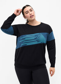 Sweatshirt with sporty print, Black Comb, Model