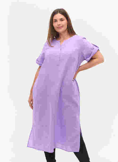 Long short-sleeved shirt dress