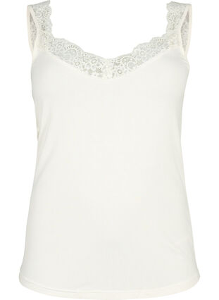 Viscose top with lace edge, Snow White, Packshot image number 0