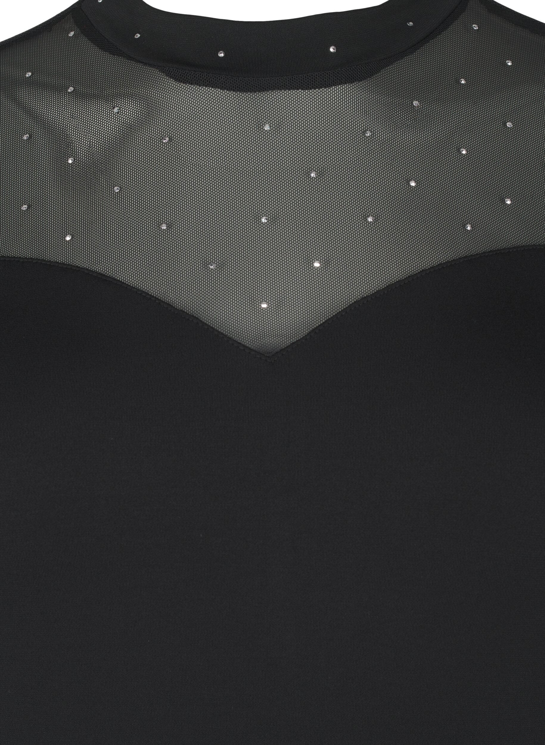 Zizzifashion Bodystocking with studs and long mesh sleeves, Black, Packshot image number 2