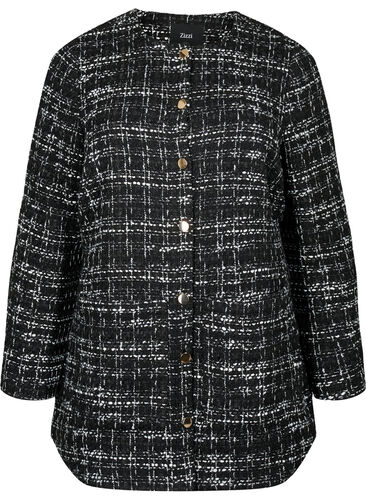 Bouclé jacket with buttons, Black/White, Packshot image number 0