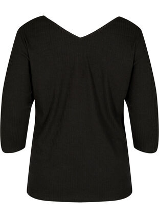 Blouse with 3/4 sleeves and lace details, Black, Packshot image number 1