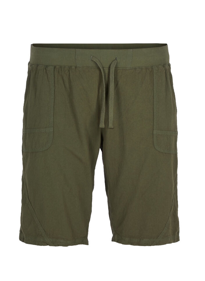 Loose cotton shorts with pockets, Green, Packshot image number 0