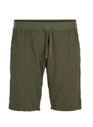 Loose cotton shorts with pockets, Ivy Green, Packshot image number 0