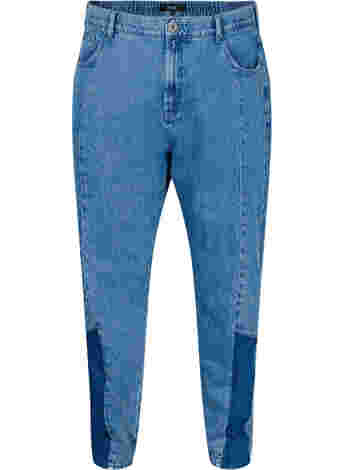 Cropped Mille mom jeans with colour-block